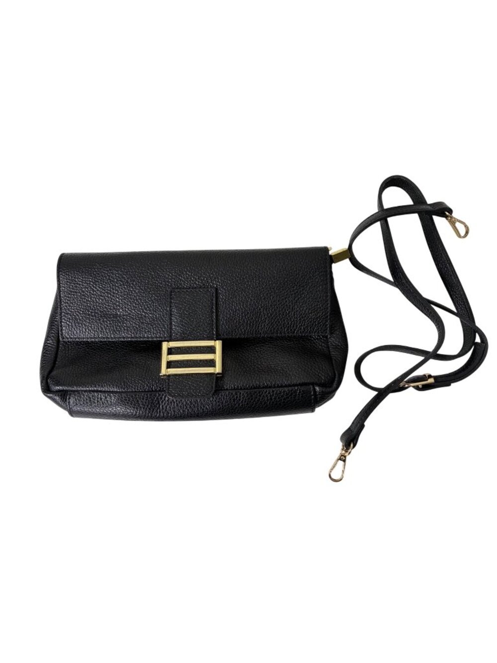 Divina Firenze Abbi Black Pebbled Leather Crossbody Shoulder Bag Italy